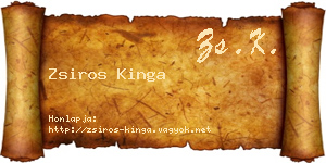 Zsiros Kinga névjegykártya
